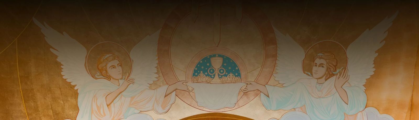 Angels painted around the apse of a sanctuary