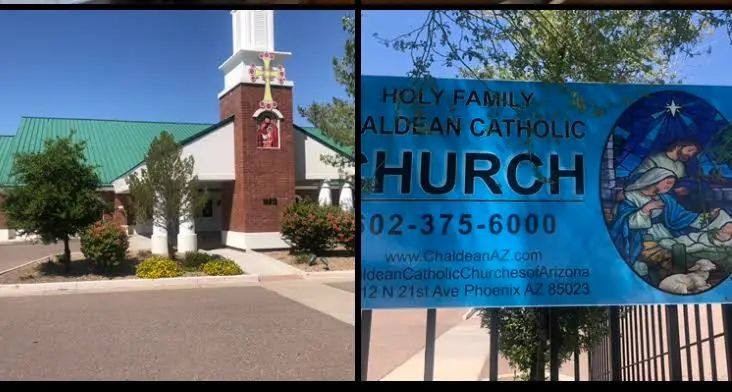 The sign of Holy Family Chaldean Catholic Church