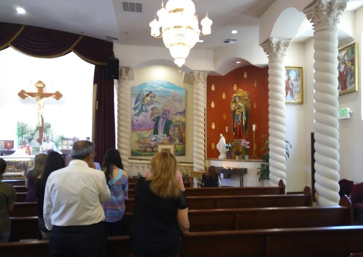 Parishioners at Mass at Our Lady of Perpetual Help