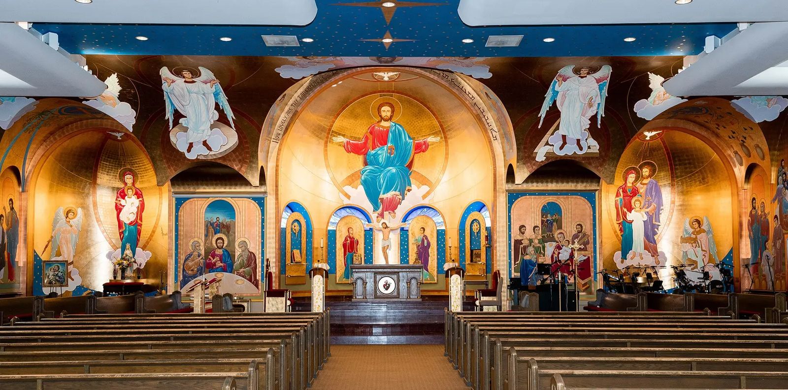 The painted sanctuary of St. Joseph, with Christ enthroned among the saints
