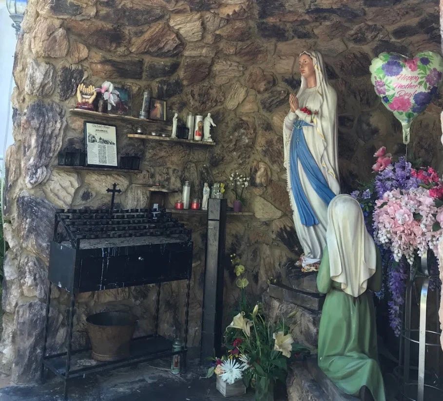 A statue of the Virgin Mary in a grotto at St. Mary's