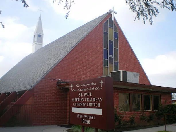 The front of St. Paul church with its sign