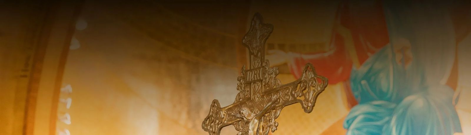 A painted cross on a golden ground